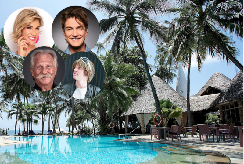 Blick auf den Pool der Severin Sea Lodge mit Anna-Maria Zimmermann, Matze Knop, Henning Krautmacher und Mickie Krause